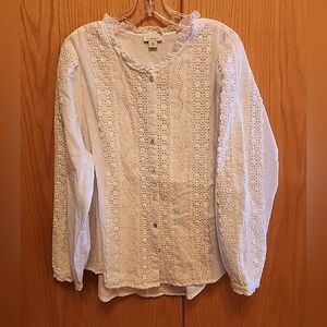 Sundance 2xl Lacey White Shirt Cottagecore Girly Boho Beachy Coquette